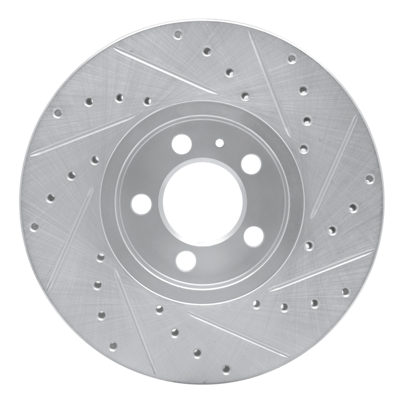 Audi A1 Brake Rotor (1) - Front Left - R1 Concepts - Drilled & Slotted - Silver - `98-`18